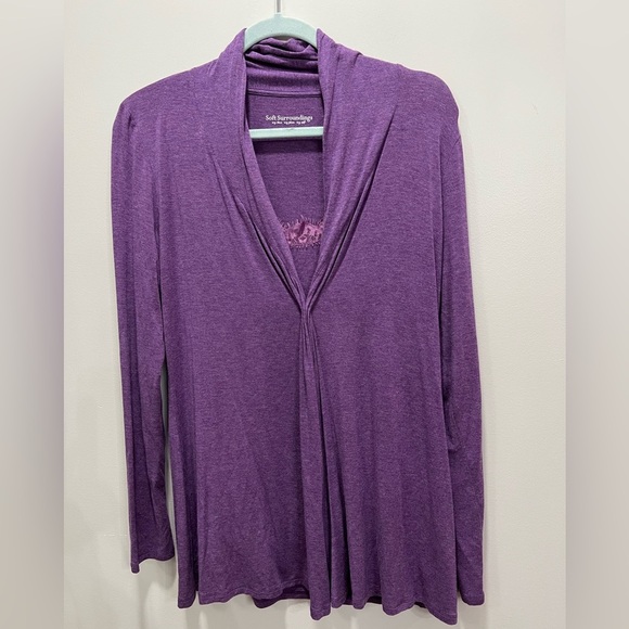 Soft Surroundings Bundle of 2 Purple Long Sleeve Top & Lace Trim Cami Size M - Picture 1 of 9